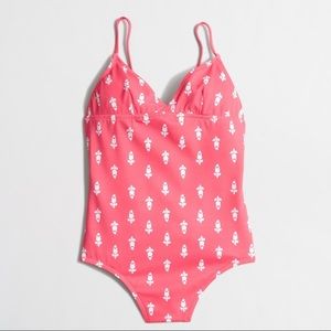 J. Crew Factory One Piece Swim Suit in "Coral Leaf" NWT Small Adorable!